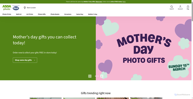 Security scan screenshot of https://photo.asda.com