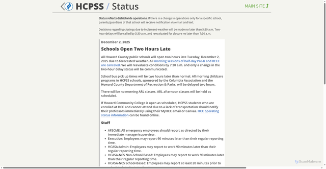 Security scan screenshot of https://status.hcpss.org/