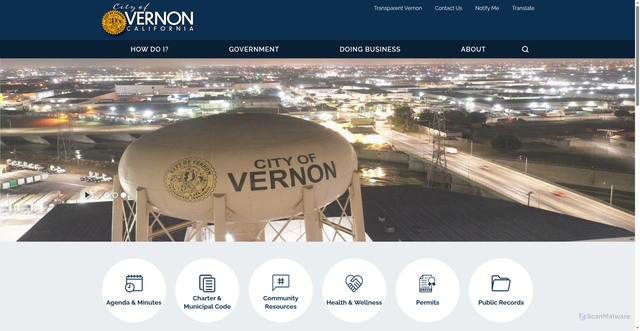 Security scan screenshot of https://www.cityofvernonca.gov/