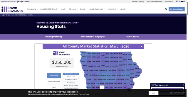 Security scan screenshot of https://iowarealtors.com/housing-stats/