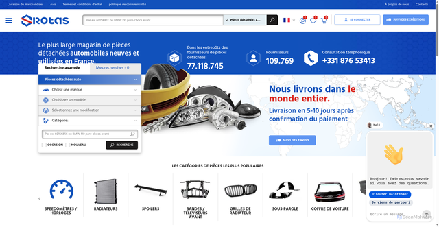 Security scan screenshot of http://srotas.fr/