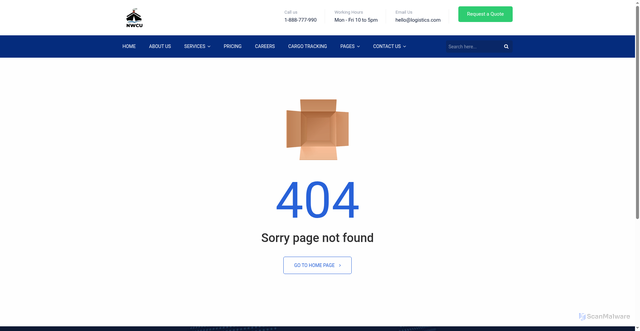 Security scan screenshot of https://nationwidecourier-ita.net/404.html