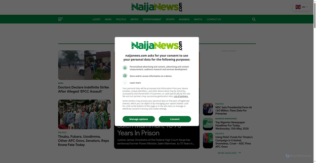 Security scan screenshot of https://naijanews.com