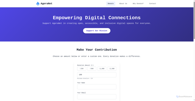 Security scan screenshot of http://agoranet-donation.pages.dev/