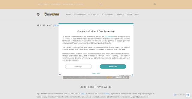 Security scan screenshot of https://grrrltraveler.com/travel-guides/jeju-travel-guide/