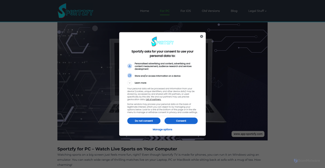 Security scan screenshot of https://app-sportzfy.com/sportzfy-for-pc/