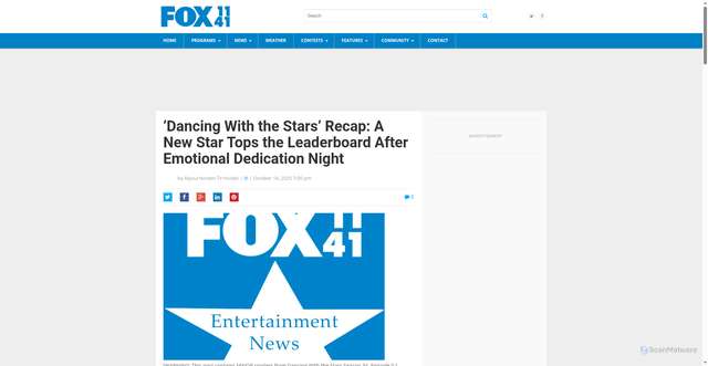Security scan screenshot of https://www.fox41yakima.com/dancing-with-the-stars-recap-a-new-star-tops-the-leaderboard-after-emotional-dedication-night/