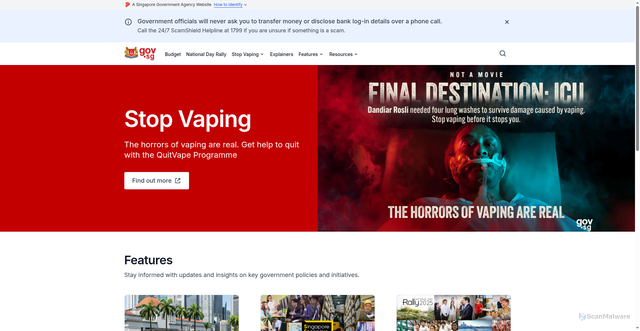 Security scan screenshot of https://www.gov.sg/