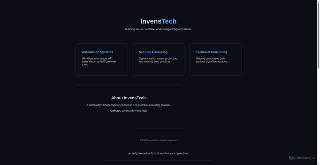 Security scan screenshot of http://invens.tech/