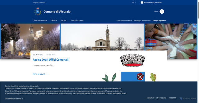 Security scan screenshot of https://www.comune.aicurzio.mb.it/