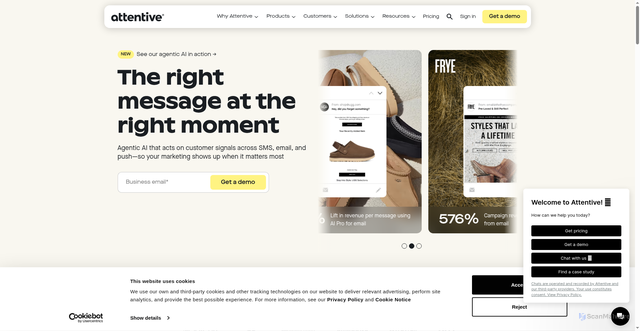 Security scan screenshot of https://attentivemobile.com