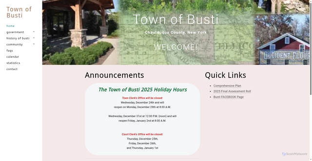 Security scan screenshot of https://www.townofbustiny.gov/