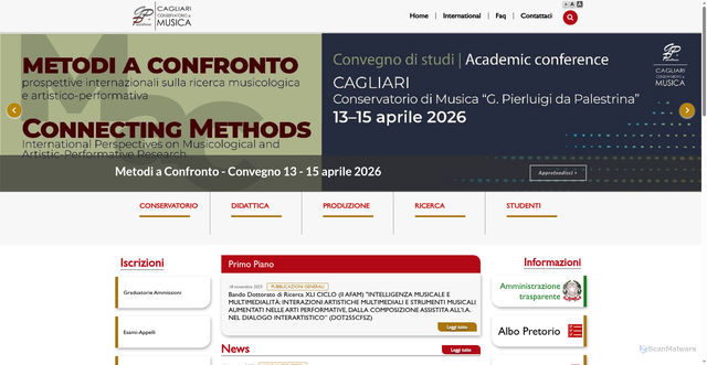 Security scan screenshot of https://www.conservatoriocagliari.it/