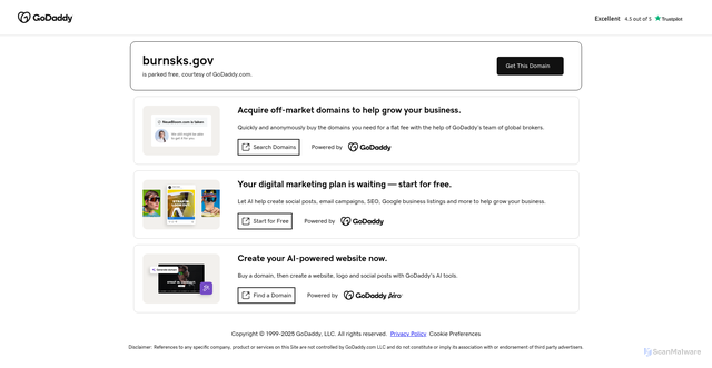 Security scan screenshot of https://burnsks.gov/