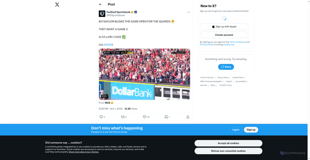 Security scan screenshot of https://twitter.com/FDSportsbook/status/1973480102068625572