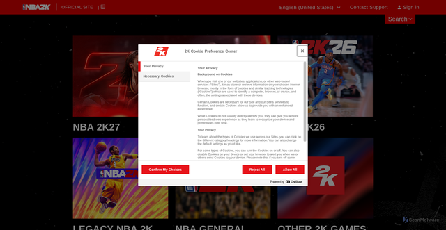 Security scan screenshot of https://support.nba2k.com/hc/en-us
