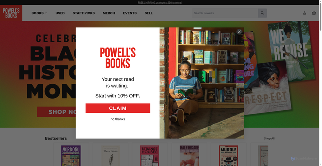 Security scan screenshot of https://www.powells.com