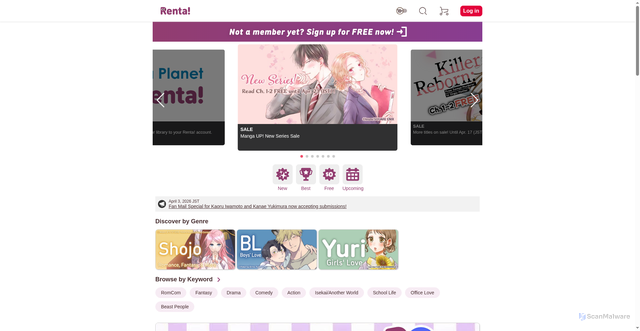Security scan screenshot of https://ebookrenta.com