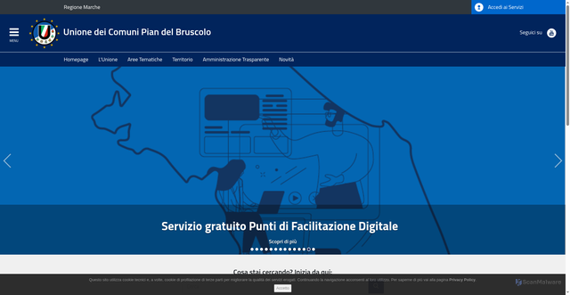 Security scan screenshot of https://www.unionepiandelbruscolo.pu.it