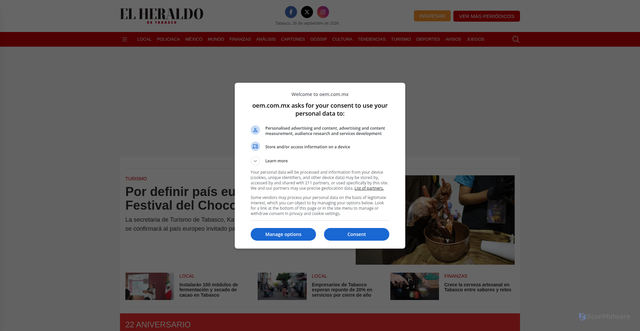 Security scan screenshot of https://elheraldodetabasco.com.mx