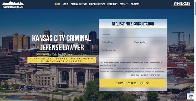 Security scan screenshot of https://kcdefensecounsel.com/
