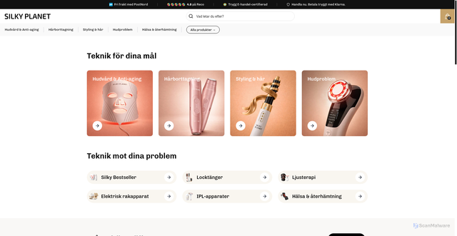 Security scan screenshot of https://silkyplanet.se
