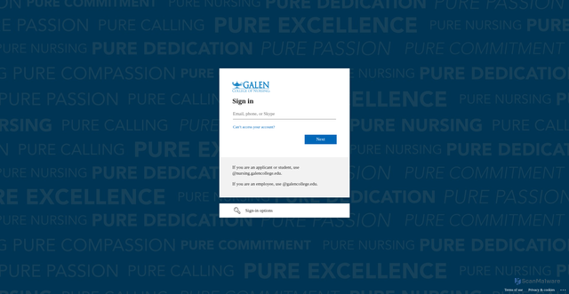Security scan screenshot of https://nursinggalencollege-my.sharepoint.com