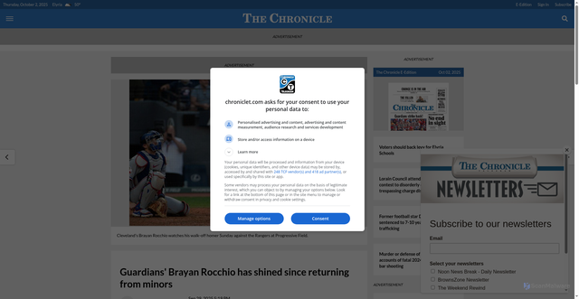 Security scan screenshot of https://chroniclet.com/news/444811/guardians-brayan-rocchio-has-shined-since-returning-from-minors/