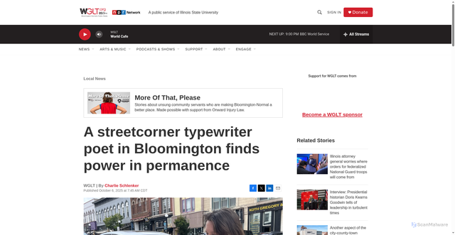 Security scan screenshot of https://www.wglt.org/local-news/2025-10-06/a-streetcorner-typewriter-poet-in-bloomington-finds-power-in-permanence