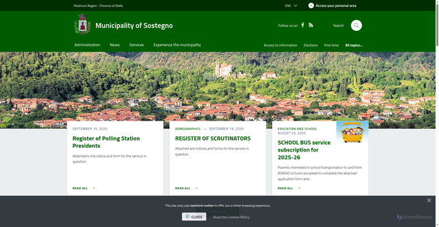 Security scan screenshot of https://www.comune.sostegno.bi.it/it-it/home