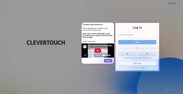 Security scan screenshot of https://clevertouch.glbth.com