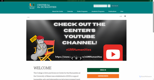 Security scan screenshot of https://humanities.as.miami.edu