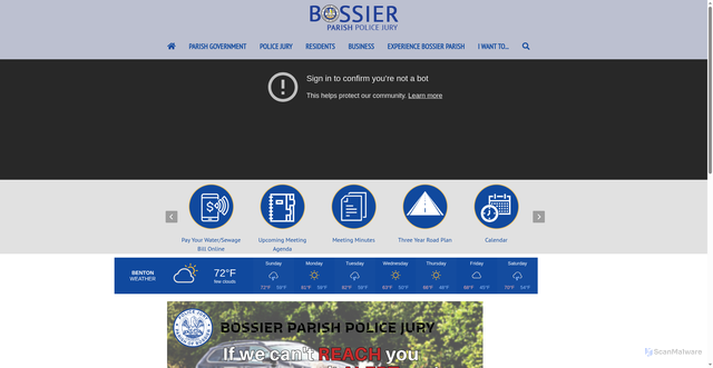 Security scan screenshot of https://bossierparishla.gov/