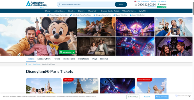 Security scan screenshot of https://www.attractiontickets.com/en/paris-attraction-tickets/disneyland-paris-tickets