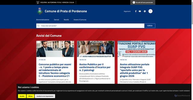 Security scan screenshot of https://www.comune.prata.pn.it