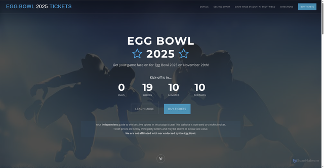Security scan screenshot of https://www.msbowl2025.com/
