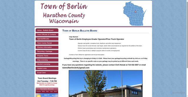 Security scan screenshot of https://townberlinmcwi.gov/