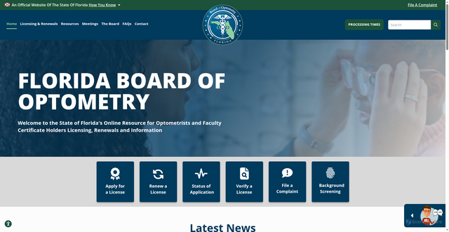 Security scan screenshot of https://floridasoptometry.gov/
