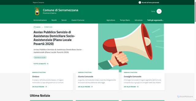 Security scan screenshot of https://www.comune.serramezzana.sa.it