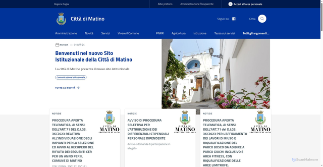 Security scan screenshot of https://www.comune.matino.le.it/