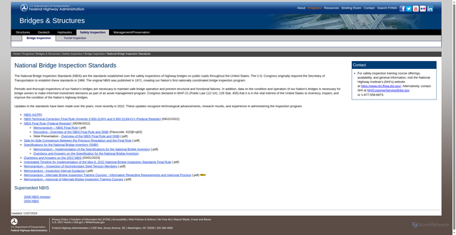 Security scan screenshot of https://www.fhwa.dot.gov/bridge/nbis.cfm