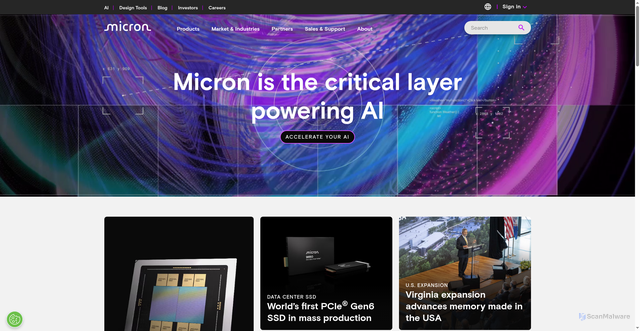 Security scan screenshot of https://micron.com