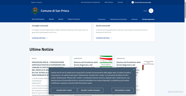 Security scan screenshot of https://www.comune.sanprisco.caserta.it/