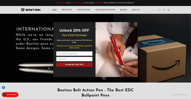 Security scan screenshot of https://bastionboltactionpen.com/