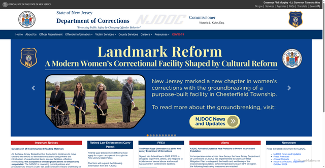 Security scan screenshot of https://www.nj.gov/corrections/