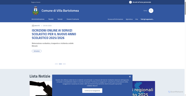 Security scan screenshot of https://comune.villa-bartolomea.vr.it/