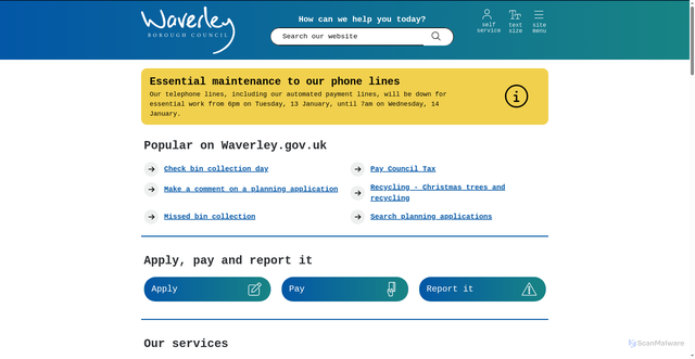 Security scan screenshot of https://www.waverley.gov.uk/