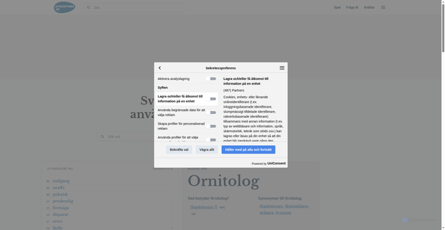 Security scan screenshot of https://synonymer.se