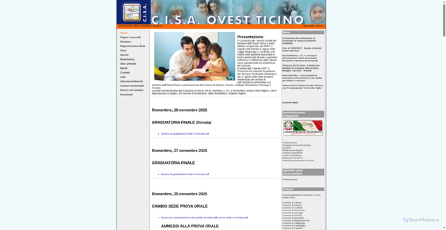Security scan screenshot of https://www.cisaovesticino.it/