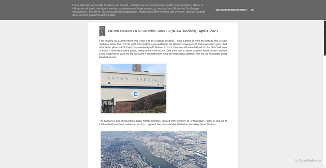 Security scan screenshot of https://sportsroadtrips.blogspot.com/2023/04/uconn-huskies-14-at-columbia-lions-19.html